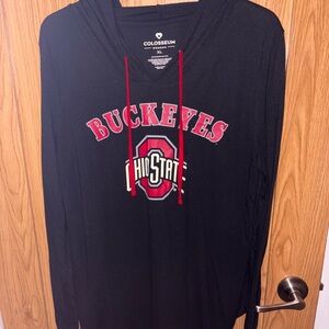 Colosseum Black Buckeyes Hoodie with Red Accents